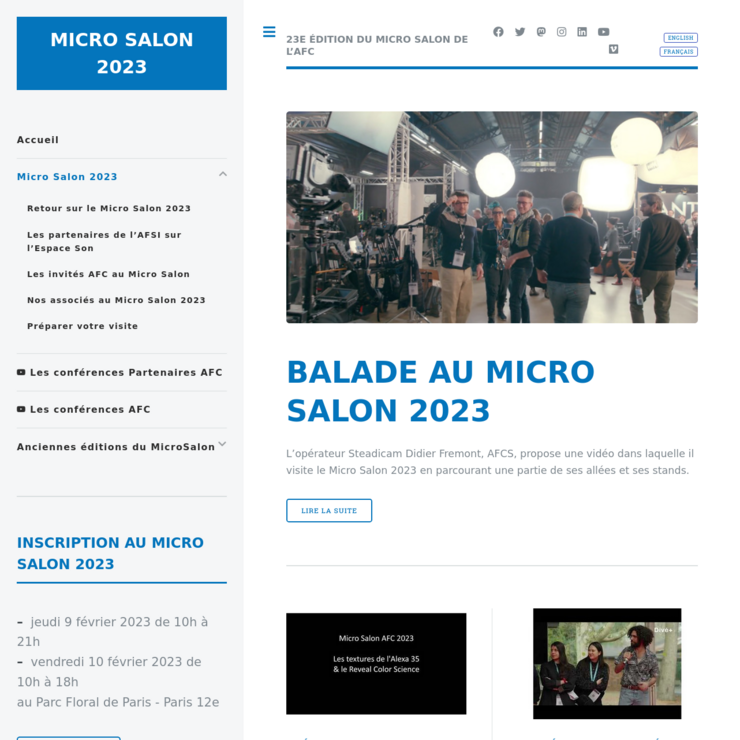 Page accueil de l'interface publique du site microsalon.fr